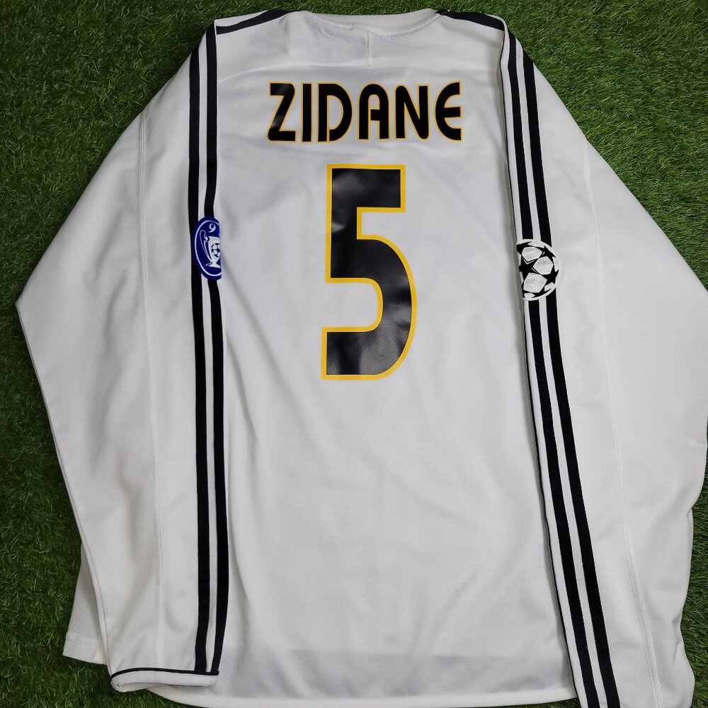 Zidane Real Madrid 2003 2004 UEFA Long Sleeve Soccer Jersey Shirt L SKU# 913869
